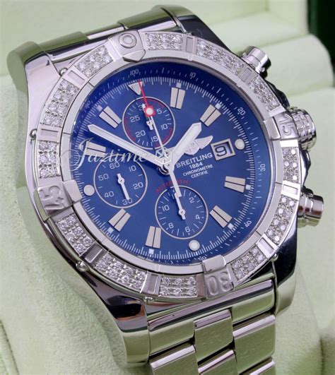 breitling super avenger chronograph stainless steel a13370|breitling a13370 diamond bezel.